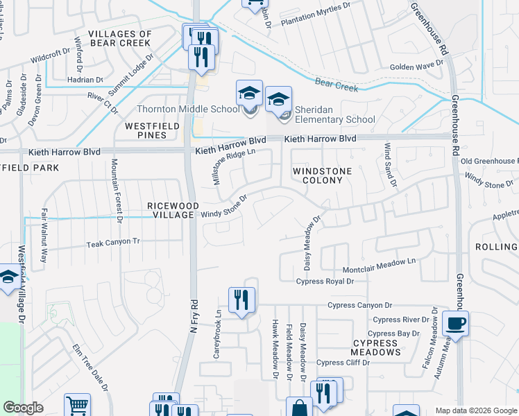 map of restaurants, bars, coffee shops, grocery stores, and more near 4722 Cliffstone Ln in Katy