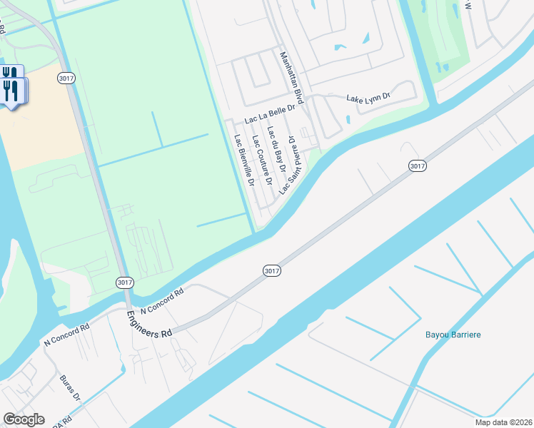 map of restaurants, bars, coffee shops, grocery stores, and more near 4261 Lac Bienville Drive in Harvey