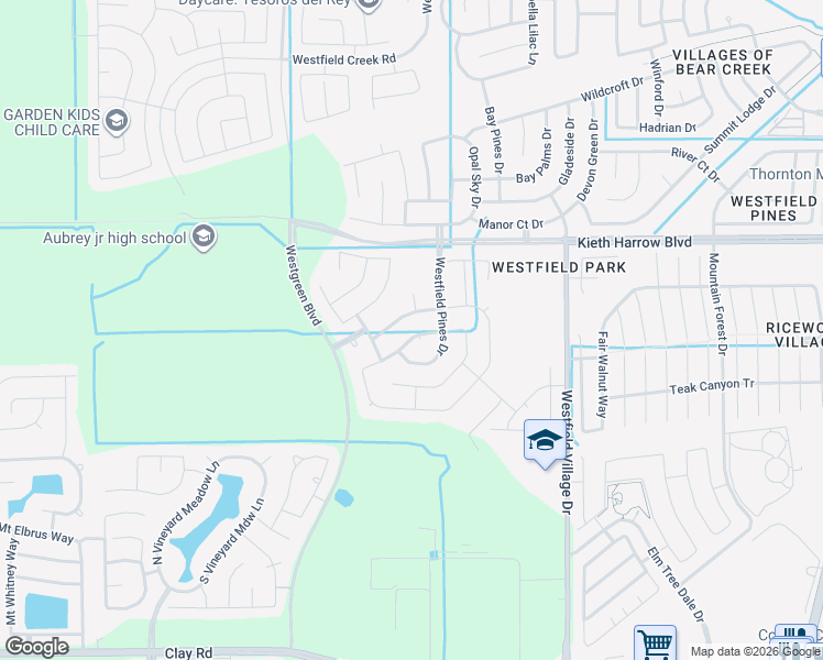 map of restaurants, bars, coffee shops, grocery stores, and more near 20923 Westfield Grove Place in Katy