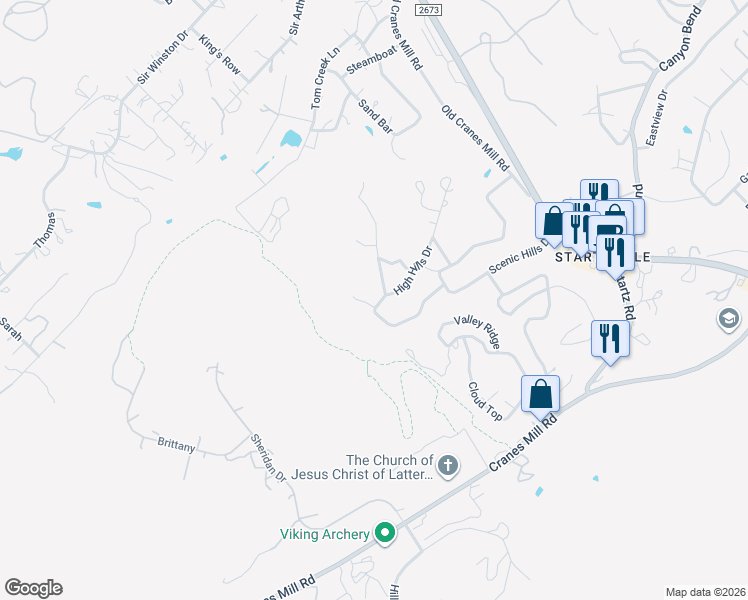 map of restaurants, bars, coffee shops, grocery stores, and more near 1283 Whispering Hills Drive in Canyon Lake