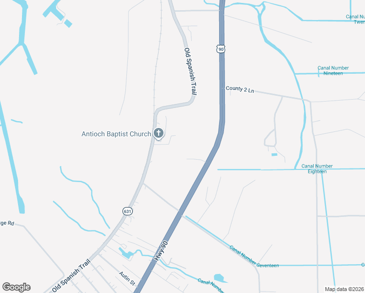 map of restaurants, bars, coffee shops, grocery stores, and more near 16491 Old Spanish Trail in Des Allemands