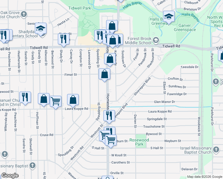 map of restaurants, bars, coffee shops, grocery stores, and more near 8917 Kelburn Drive in Houston