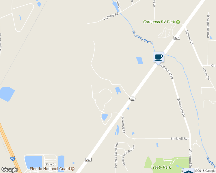 map of restaurants, bars, coffee shops, grocery stores, and more near 256 North Twin Maple Road in St. Augustine