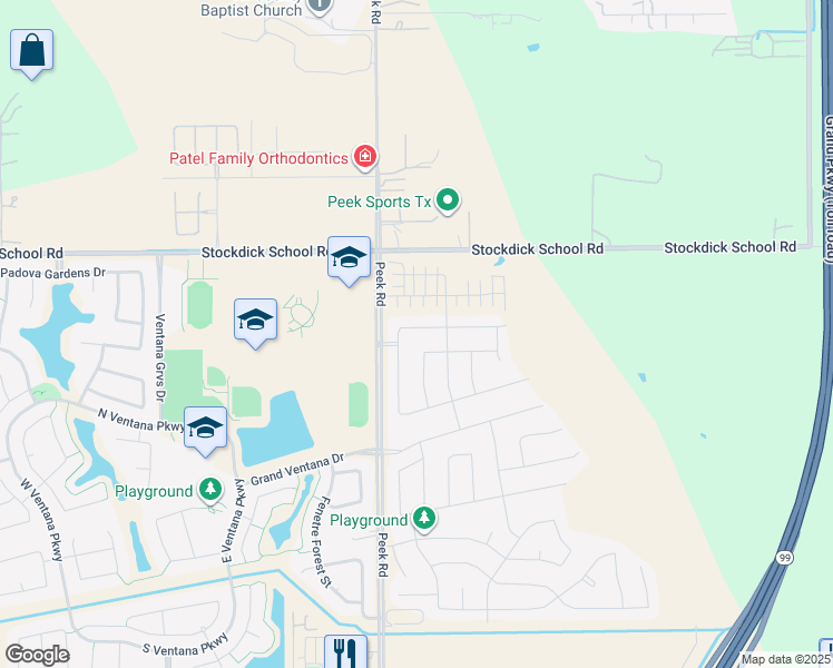 map of restaurants, bars, coffee shops, grocery stores, and more near 4777 Peek Road in Katy