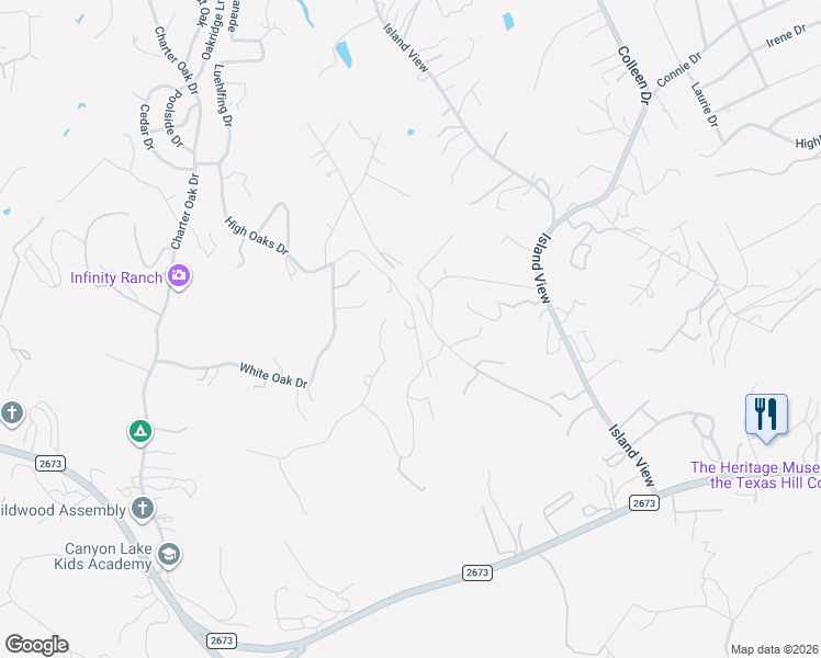 map of restaurants, bars, coffee shops, grocery stores, and more near 812 High Oaks Drive in Canyon Lake