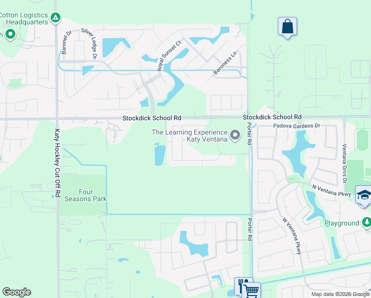 map of restaurants, bars, coffee shops, grocery stores, and more near 4831 Chestnut Valley Lane in Katy