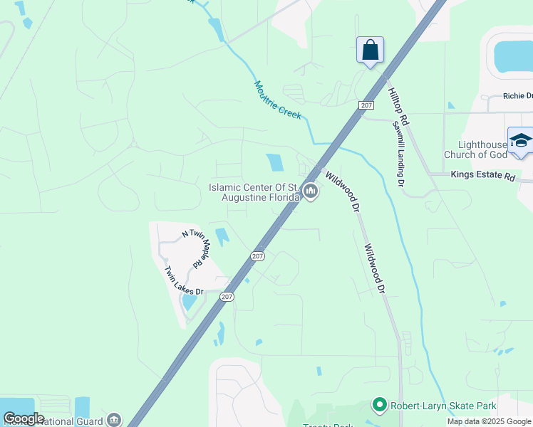 map of restaurants, bars, coffee shops, grocery stores, and more near 1813 Florida 207 in St. Augustine