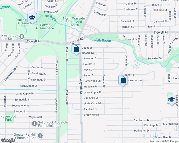 map of restaurants, bars, coffee shops, grocery stores, and more near 7928 Way Street in Houston