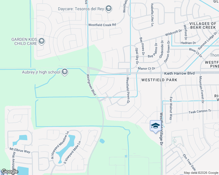 map of restaurants, bars, coffee shops, grocery stores, and more near 22027-22031 Silverfield Park Lane in Katy