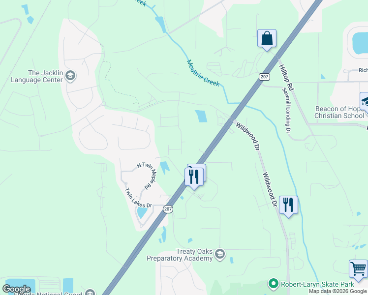map of restaurants, bars, coffee shops, grocery stores, and more near 1815 State Road 207 in St. Augustine