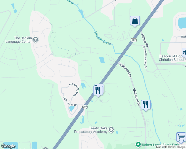 map of restaurants, bars, coffee shops, grocery stores, and more near 1815 State Road 207 in St. Augustine