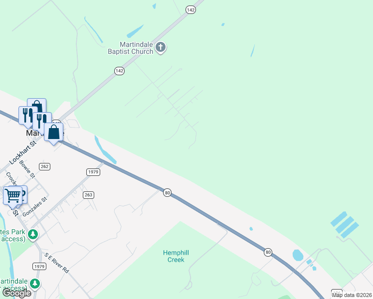 map of restaurants, bars, coffee shops, grocery stores, and more near 498 Greenhouse Road in Martindale