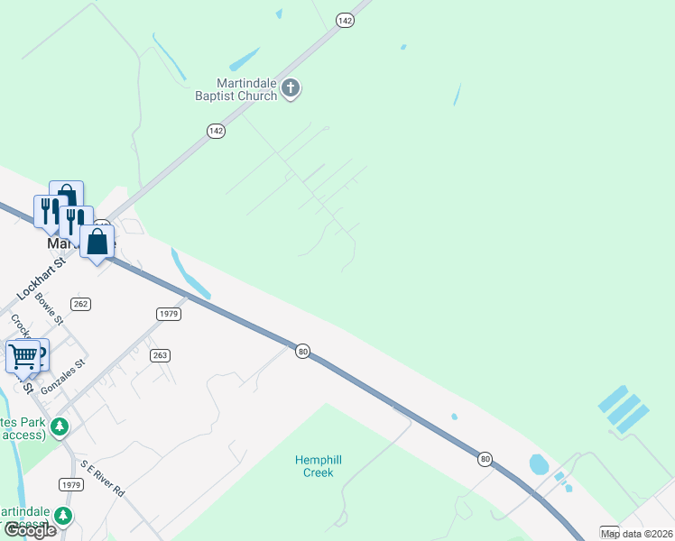 map of restaurants, bars, coffee shops, grocery stores, and more near 498 Greenhouse Road in Martindale