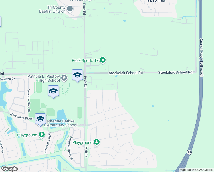 map of restaurants, bars, coffee shops, grocery stores, and more near 22701-22799 Stockdick School Road in Katy
