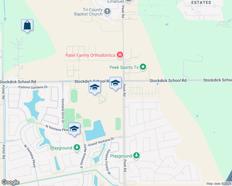 map of restaurants, bars, coffee shops, grocery stores, and more near 4777 Peek Road in Katy