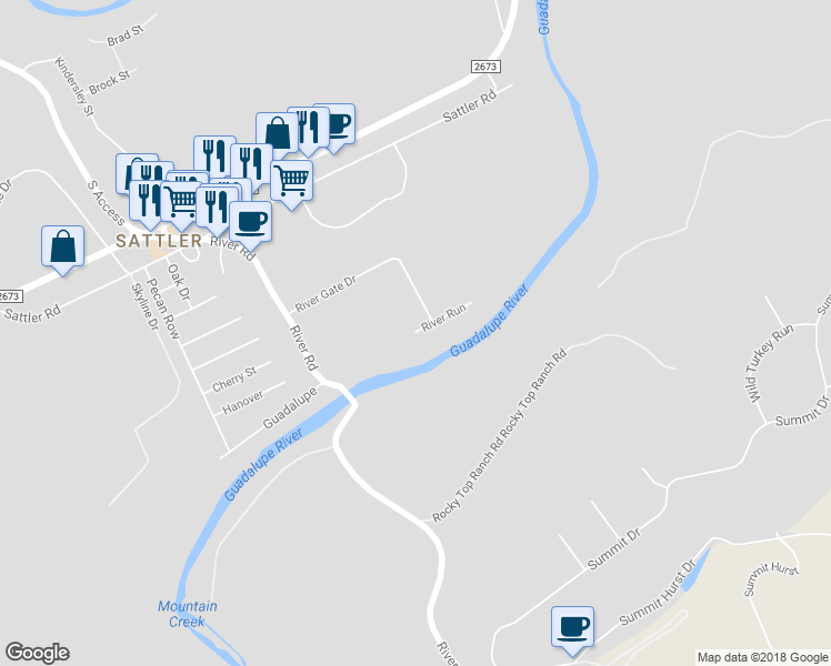 map of restaurants, bars, coffee shops, grocery stores, and more near 540 River Run in Canyon Lake