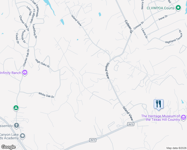 map of restaurants, bars, coffee shops, grocery stores, and more near 261 Hidden Drive in Canyon Lake
