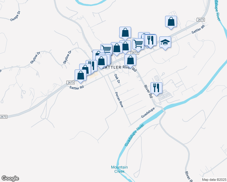 map of restaurants, bars, coffee shops, grocery stores, and more near 314 Pecan Row in New Braunfels