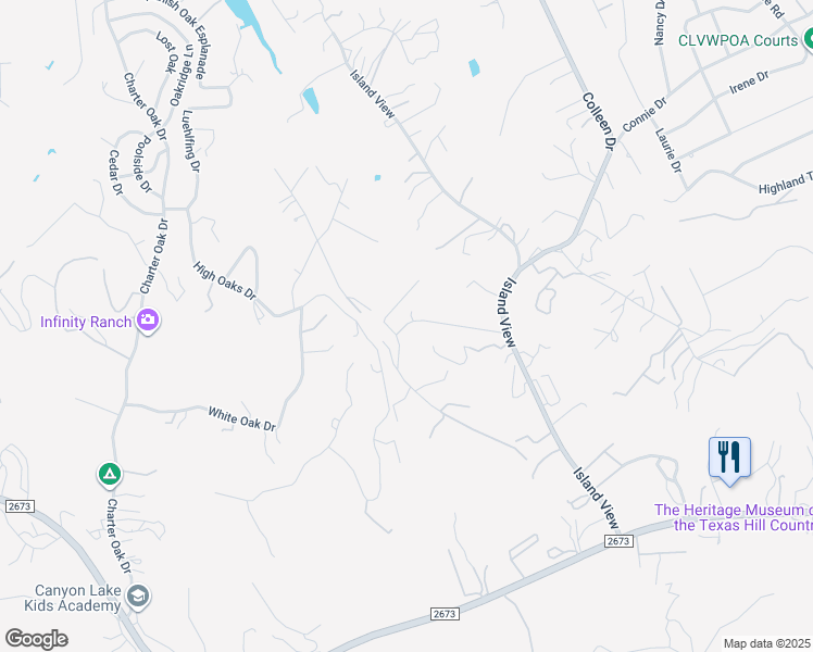 map of restaurants, bars, coffee shops, grocery stores, and more near 347 Hidden Drive in Canyon Lake