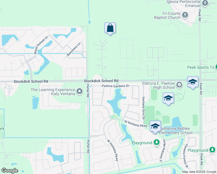 map of restaurants, bars, coffee shops, grocery stores, and more near 23726 Padova Gardens Drive in Katy