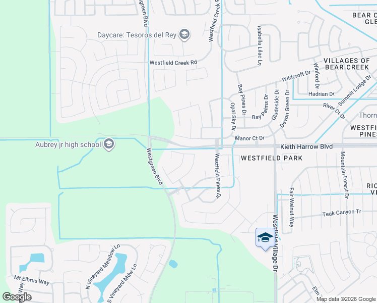 map of restaurants, bars, coffee shops, grocery stores, and more near 22031 Silverfield Park Lane in Katy