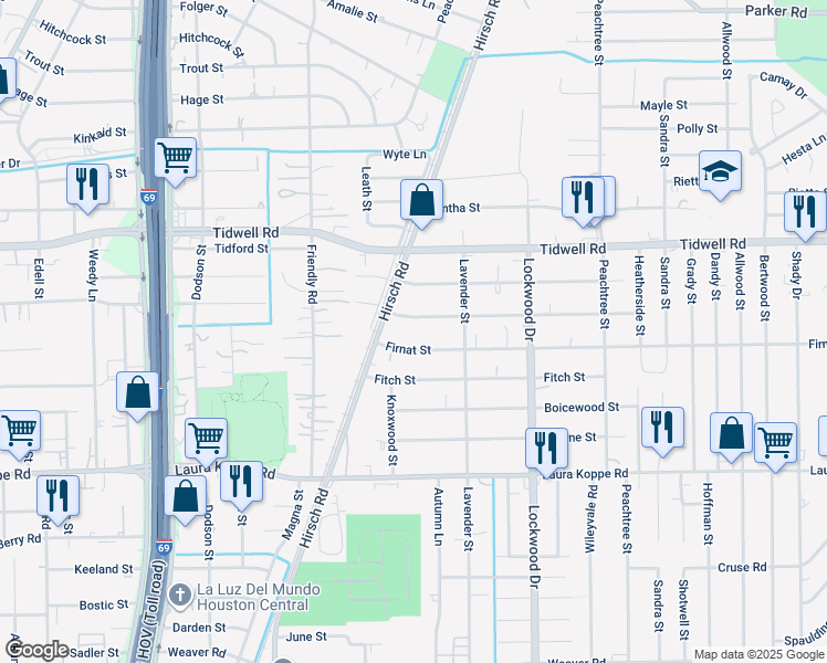 map of restaurants, bars, coffee shops, grocery stores, and more near 4526 Tronewood Street in Houston