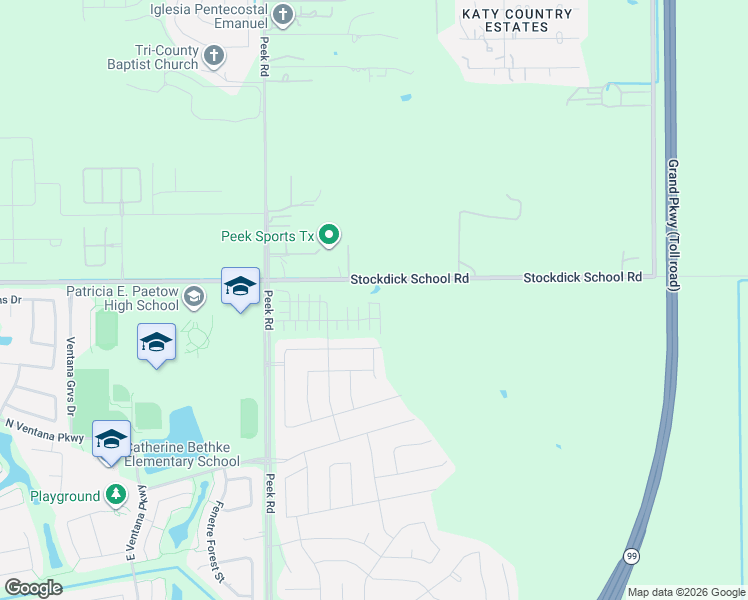 map of restaurants, bars, coffee shops, grocery stores, and more near 22701-22799 Stockdick School Road in Katy