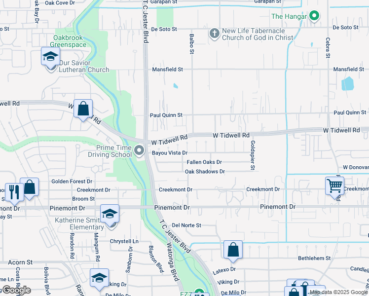 map of restaurants, bars, coffee shops, grocery stores, and more near 5506 Carillo Drive in Houston