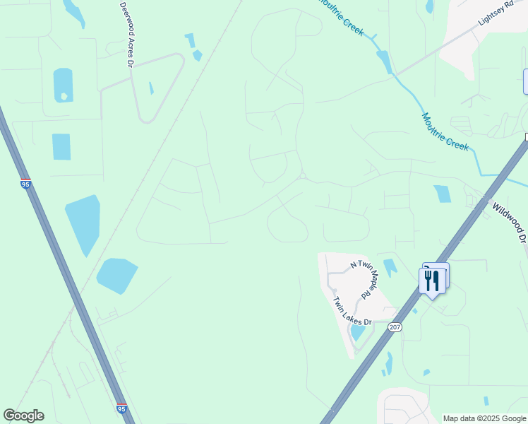 map of restaurants, bars, coffee shops, grocery stores, and more near 419 Twin Lakes Drive in St. Augustine