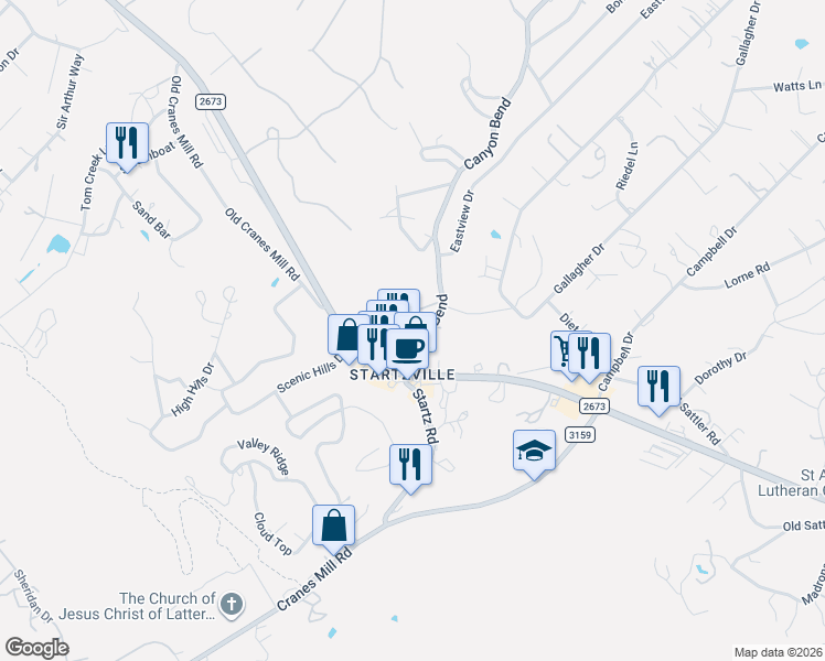 map of restaurants, bars, coffee shops, grocery stores, and more near 161 Canyon Bend in Canyon Lake