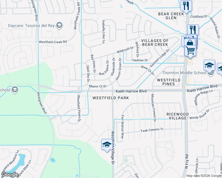 map of restaurants, bars, coffee shops, grocery stores, and more near 5003 Westfield Village Drive in Katy
