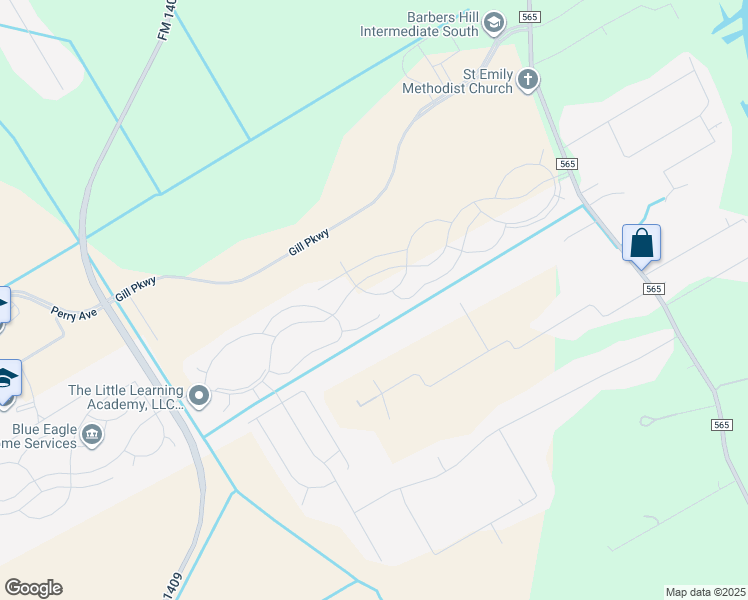 map of restaurants, bars, coffee shops, grocery stores, and more near 15111 Arlington Park Avenue in Mont Belvieu