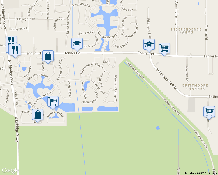 map of restaurants, bars, coffee shops, grocery stores, and more near 5511 Chase Harbor in Houston