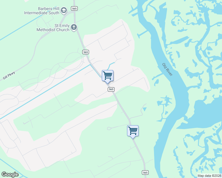 map of restaurants, bars, coffee shops, grocery stores, and more near 13100 Old Irish Farm Road in Baytown