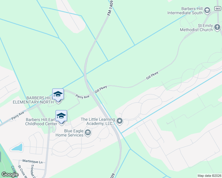 map of restaurants, bars, coffee shops, grocery stores, and more near Perry Avenue in Baytown