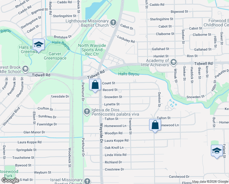 map of restaurants, bars, coffee shops, grocery stores, and more near 7929 Record Street in Houston