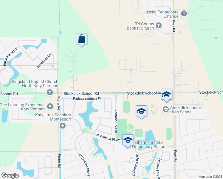 map of restaurants, bars, coffee shops, grocery stores, and more near 23502 Stockdick School Road in Katy