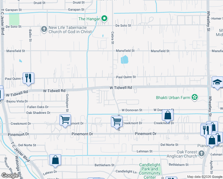 map of restaurants, bars, coffee shops, grocery stores, and more near in Houston
