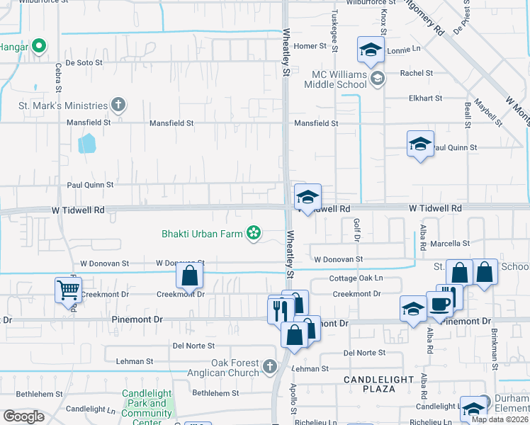 map of restaurants, bars, coffee shops, grocery stores, and more near 1126 West Tidwell Road in Houston