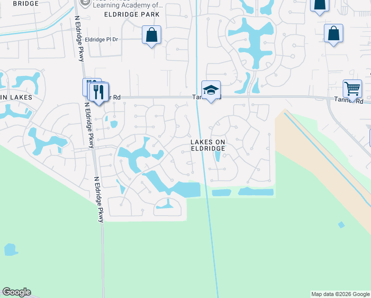 map of restaurants, bars, coffee shops, grocery stores, and more near 12510 Whispering Sands Court in Houston