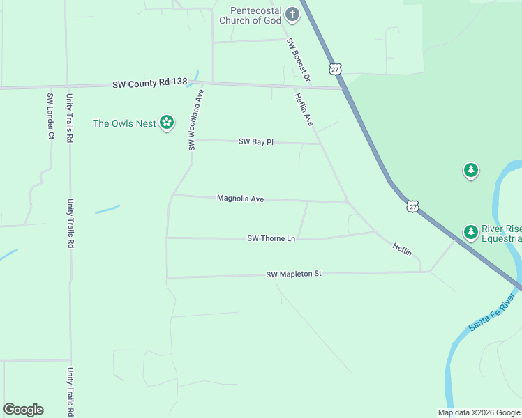 map of restaurants, bars, coffee shops, grocery stores, and more near 422 Southwest Magnolia Lane in Fort White
