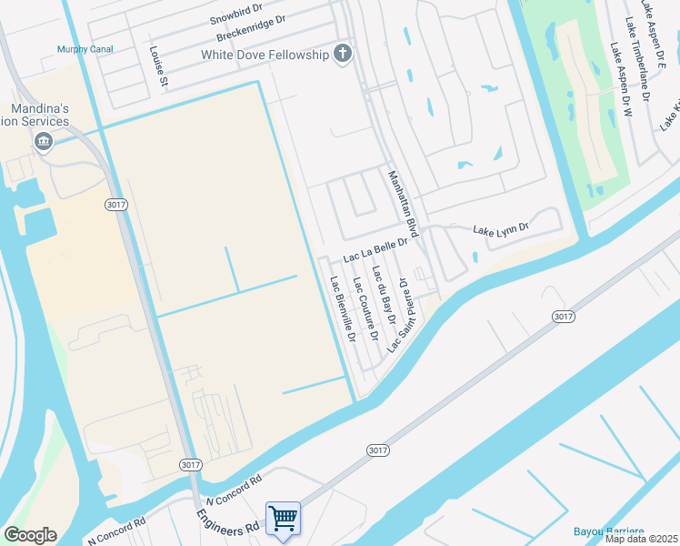 map of restaurants, bars, coffee shops, grocery stores, and more near 4105 Lac Bienville Drive in Harvey