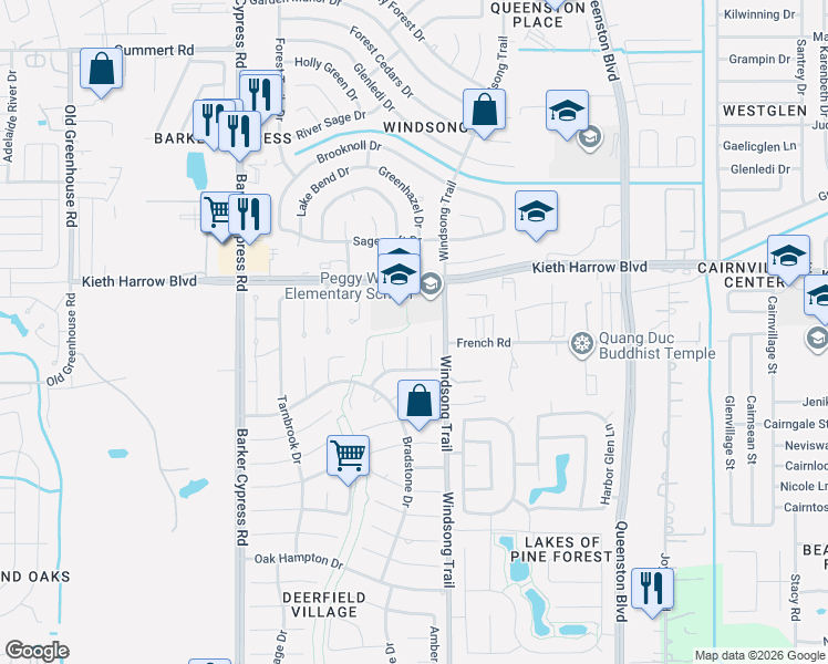 map of restaurants, bars, coffee shops, grocery stores, and more near 5023 Chantry Drive in Houston