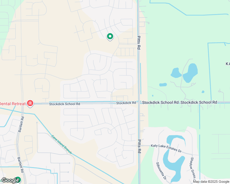 map of restaurants, bars, coffee shops, grocery stores, and more near Stockdick in Katy
