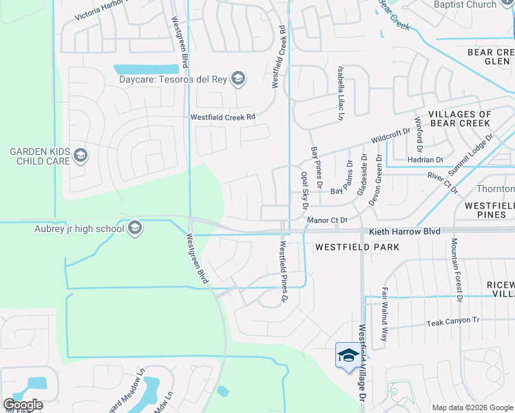 map of restaurants, bars, coffee shops, grocery stores, and more near 5019 Westwood Pines Drive in Katy