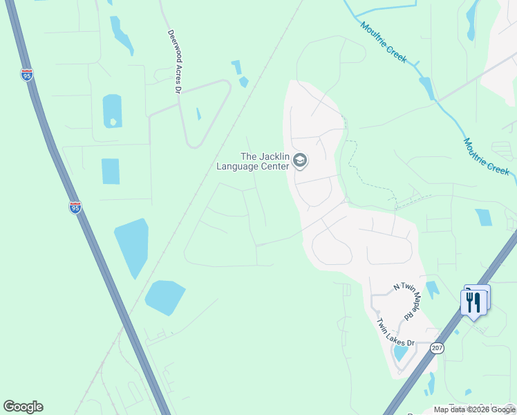 map of restaurants, bars, coffee shops, grocery stores, and more near 2406 Deerwood Acres Drive in St. Augustine