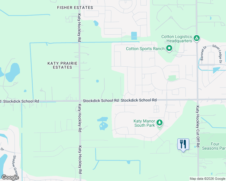 map of restaurants, bars, coffee shops, grocery stores, and more near 25632 Stockdick School Road in Katy