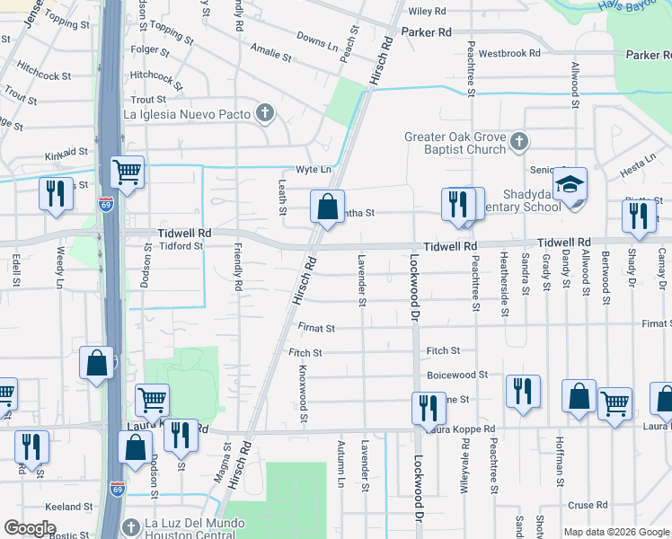 map of restaurants, bars, coffee shops, grocery stores, and more near 4511 Ireland Street in Houston