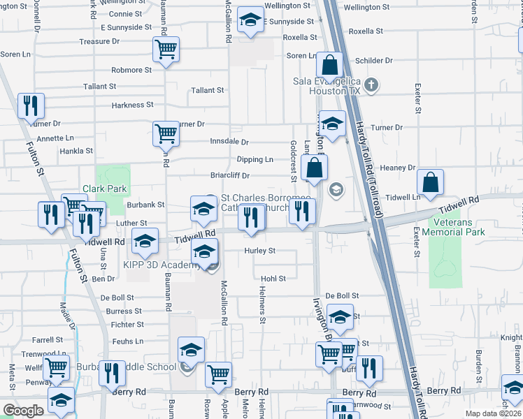 map of restaurants, bars, coffee shops, grocery stores, and more near 812 Cravens Street in Houston