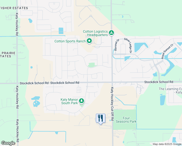 map of restaurants, bars, coffee shops, grocery stores, and more near 25238 Squire Knoll Street in Katy